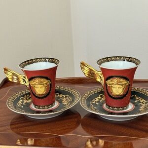 Versace Home, Medusa Coffee Cups and Saucers - Rosenthal  Versace collection